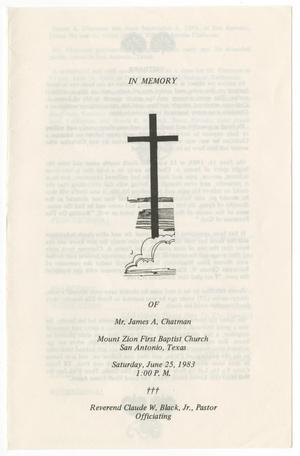 Primary view of object titled '[Funeral Program for James Chatman, June 25, 1983]'.