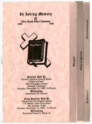 Primary view of object titled '[Funeral Program for Ruth Ella Chatman, November 12, 1990]'.