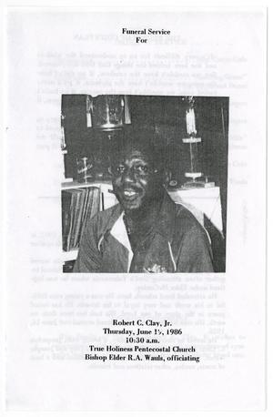 Primary view of object titled '[Funeral Program for Robert Clay, Jr., June 19, 1986]'.