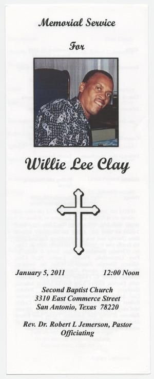 Primary view of object titled '[Funeral Program for Willie Lee Clay, January 5, 2011]'.