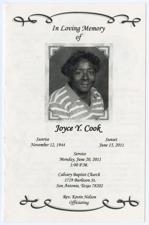Primary view of object titled '[Funeral Program for Joyce Y. Cook, June 20, 2011]'.