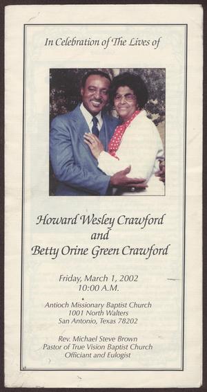 Primary view of object titled '[Funeral Program for Howard Wesley Crawford and Betty Orine Green Crawford, March 1,  2002]'.