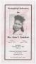 Thumbnail image of item number 1 in: '[Funeral Program for Anne E. Crenshaw, July 5, 2007]'.