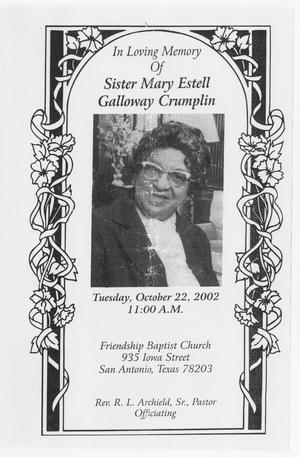 Primary view of object titled '[Funeral Program for Mary Estell Galloway Crumplin, October 22, 2002]'.