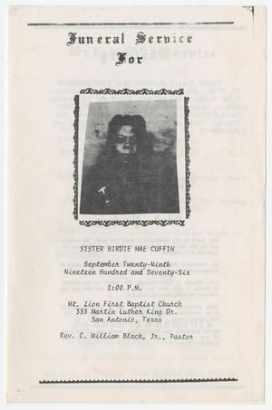 Primary view of object titled '[Funeral Program for Birdie Mae Cuffin, September 29, 1976]'.