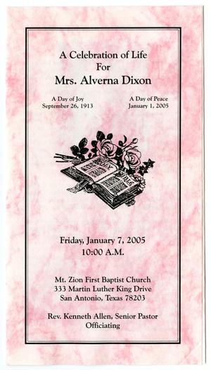 Primary view of object titled '[Funeral Program for Alverna Dixon, January 7, 2005]'.