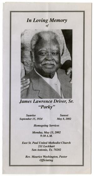 Primary view of object titled '[Funeral Program for James Lawrence Driver, Sr., May 13, 2002]'.