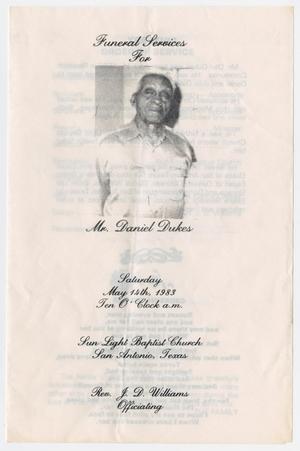 Primary view of object titled '[Funeral Program for Daniel Dukes, May 14, 1983]'.