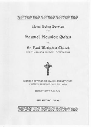 Primary view of object titled '[Funeral Program for Samuel Houston Gates, March 21, 1966]'.