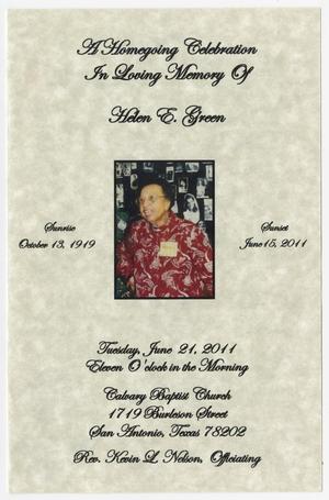 Primary view of object titled '[Funeral Program for Helen E. Green, June 21, 2011]'.
