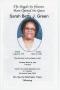 Pamphlet: [Funeral Program for Sarah Betty J. Green, March 29, 2007]