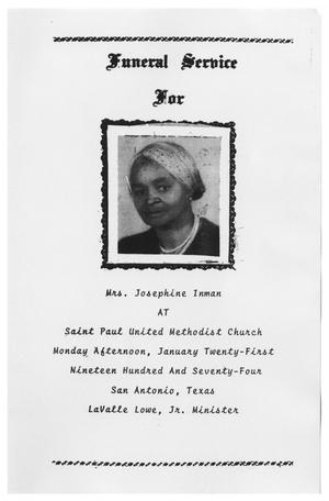 Primary view of object titled '[Funeral Program for Josephine Inman, January 21, 1974]'.
