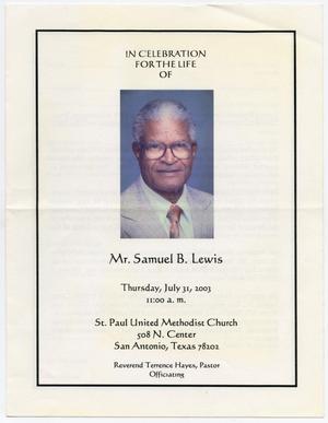 Primary view of object titled '[Funeral Program for Samuel B. Lewis, July 31, 2003]'.