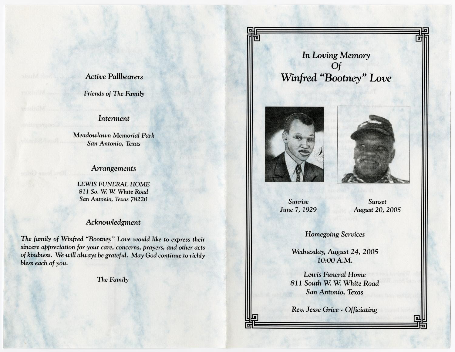 [Funeral Program for Winfred Love, August 24, 2005]
                                                
                                                    [Sequence #]: 3 of 3
                                                