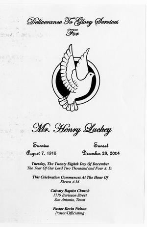 Primary view of object titled '[Funeral Program for Henry Luckey, December 28, 2004]'.