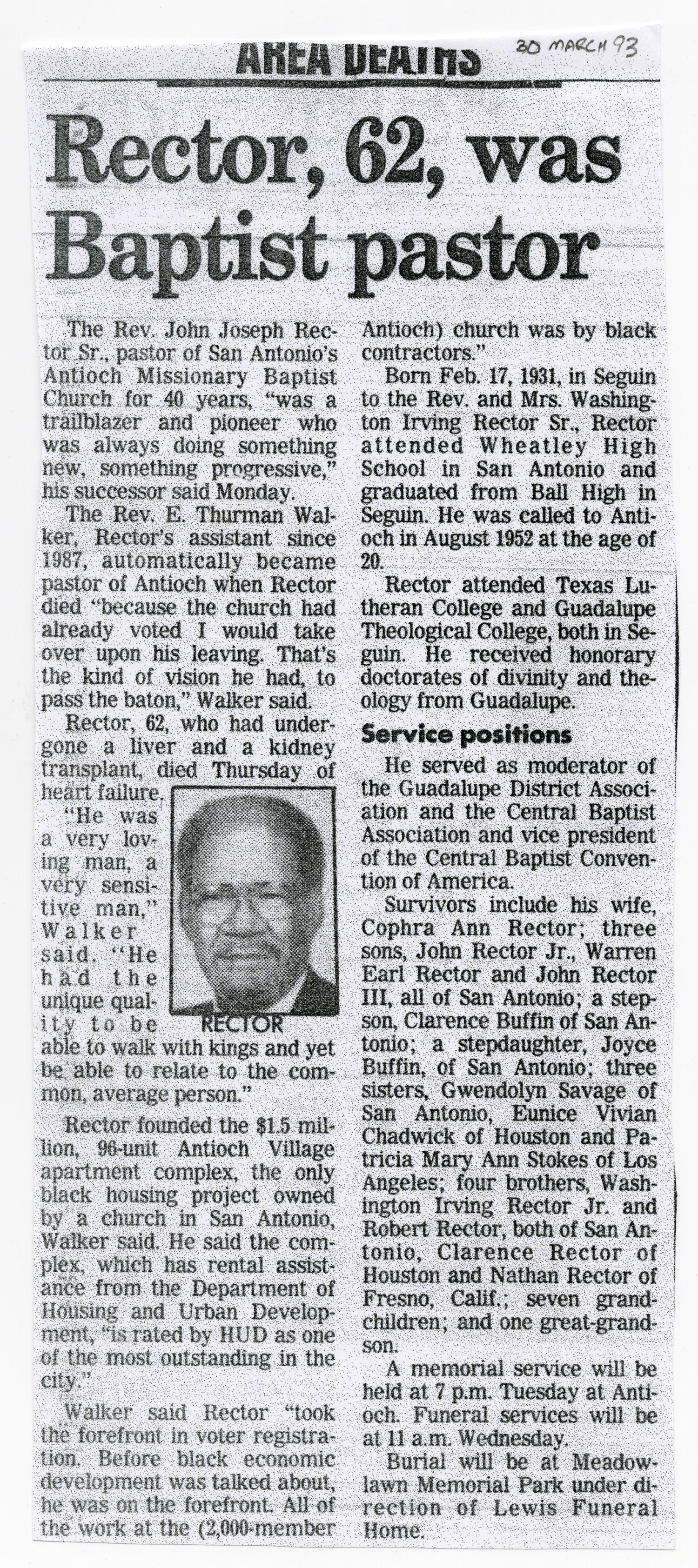 [Funeral Program for John Joseph Rector, Sr., March 31, 1993
                                                
                                                    [Sequence #]: 21 of 22
                                                