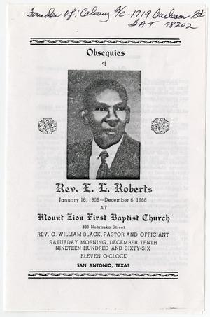 Primary view of object titled '[Funeral Program for E. L. Roberts, December 10, 1966]'.