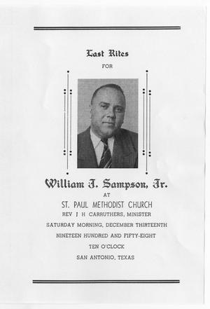 Primary view of object titled '[Funeral Program for William J. Sampson, Jr., December 13, 1958]'.