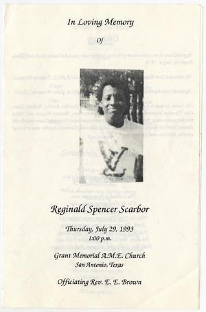 Primary view of object titled '[Funeral Program for Reginald Spencer Scarbor, July 29, 1993]'.
