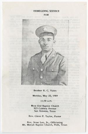 Primary view of [Funeral Program for R. C. Yates, Jr., May 2, 1989]