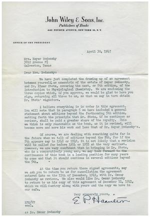 Primary view of object titled '[Letter from E. P. Hamilton to Eleanor Bodansky - April 30, 1947]'.