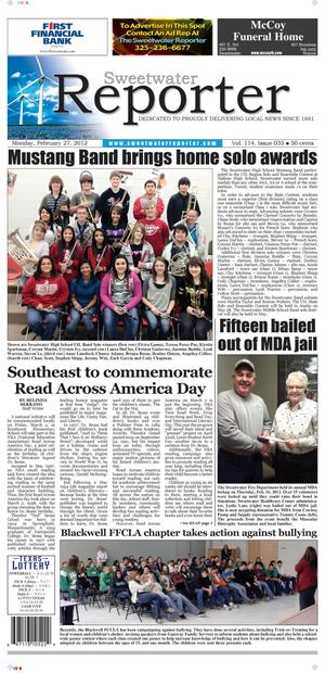 Primary view of Sweetwater Reporter (Sweetwater, Tex.), Vol. 114, No. 035, Ed. 1 Monday, February 27, 2012