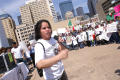 Photograph: [Dallas protester, Margarita Alvarez, addresses the crowd]