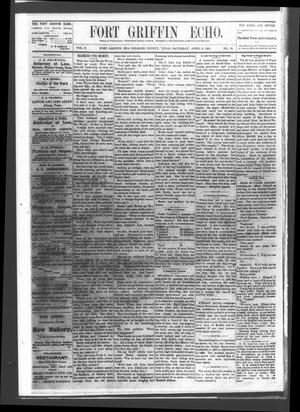 Primary view of Fort Griffin Echo (Fort Griffin, Tex.), Vol. 3, No. 13, Ed. 1 Saturday, April 9, 1881