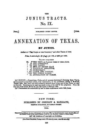 Primary view of object titled 'Annexation of Texas. By Junius no. IX'.