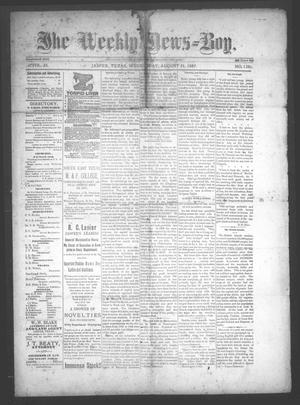 Primary view of object titled 'The Weekly News=Boy, Vol. 23, No. 13, Ed. 1 Wednesday, August 31, 1887'.