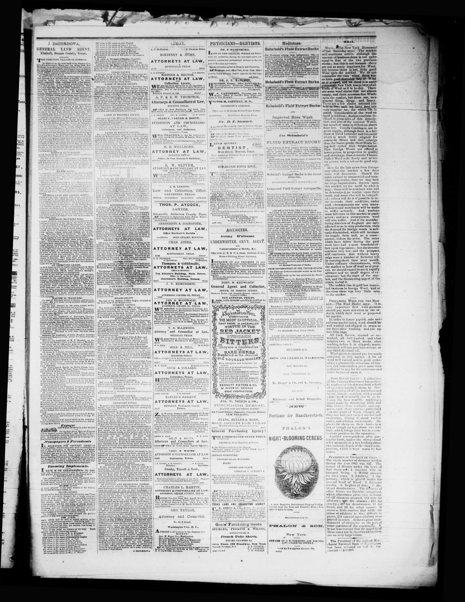 Tri-Weekly Telegraph (Houston, Tex.), Vol. 32, No. 41, Ed. 1 Wednesday, June 20, 1866
                                                
                                                    [Sequence #]: 3 of 12
                                                