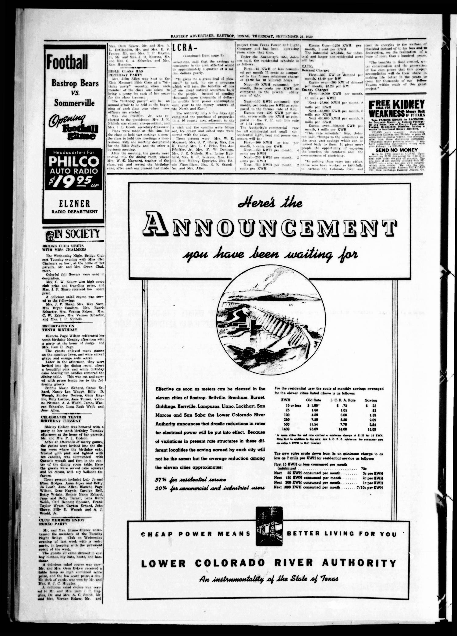 Bastrop Advertiser (Bastrop, Tex.), Vol. 86, No. 27, Ed. 1 Thursday, September 21, 1939
                                                
                                                    [Sequence #]: 2 of 6
                                                