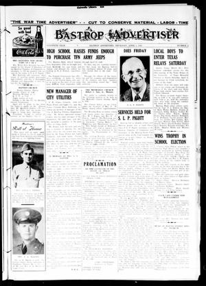 Primary view of object titled 'Bastrop Advertiser (Bastrop, Tex.), Vol. 90, No. 2, Ed. 1 Thursday, April 1, 1943'.