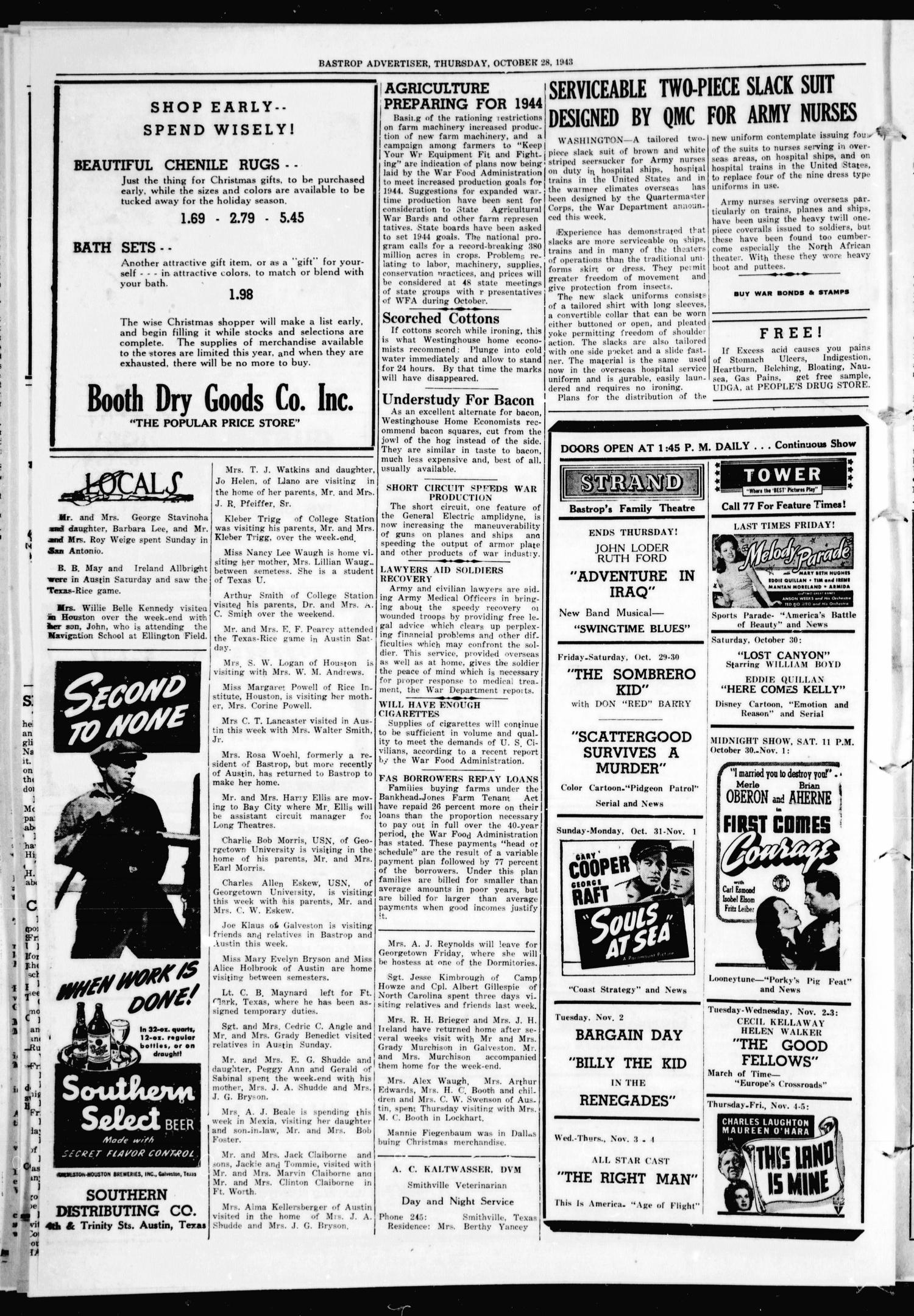 Bastrop Advertiser (Bastrop, Tex.), Vol. 90, No. 32, Ed. 1 Thursday, October 28, 1943
                                                
                                                    [Sequence #]: 8 of 8
                                                