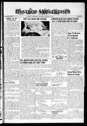 Primary view of object titled 'Bastrop Advertiser (Bastrop, Tex.), Vol. 90, No. 45, Ed. 1 Thursday, January 27, 1944'.