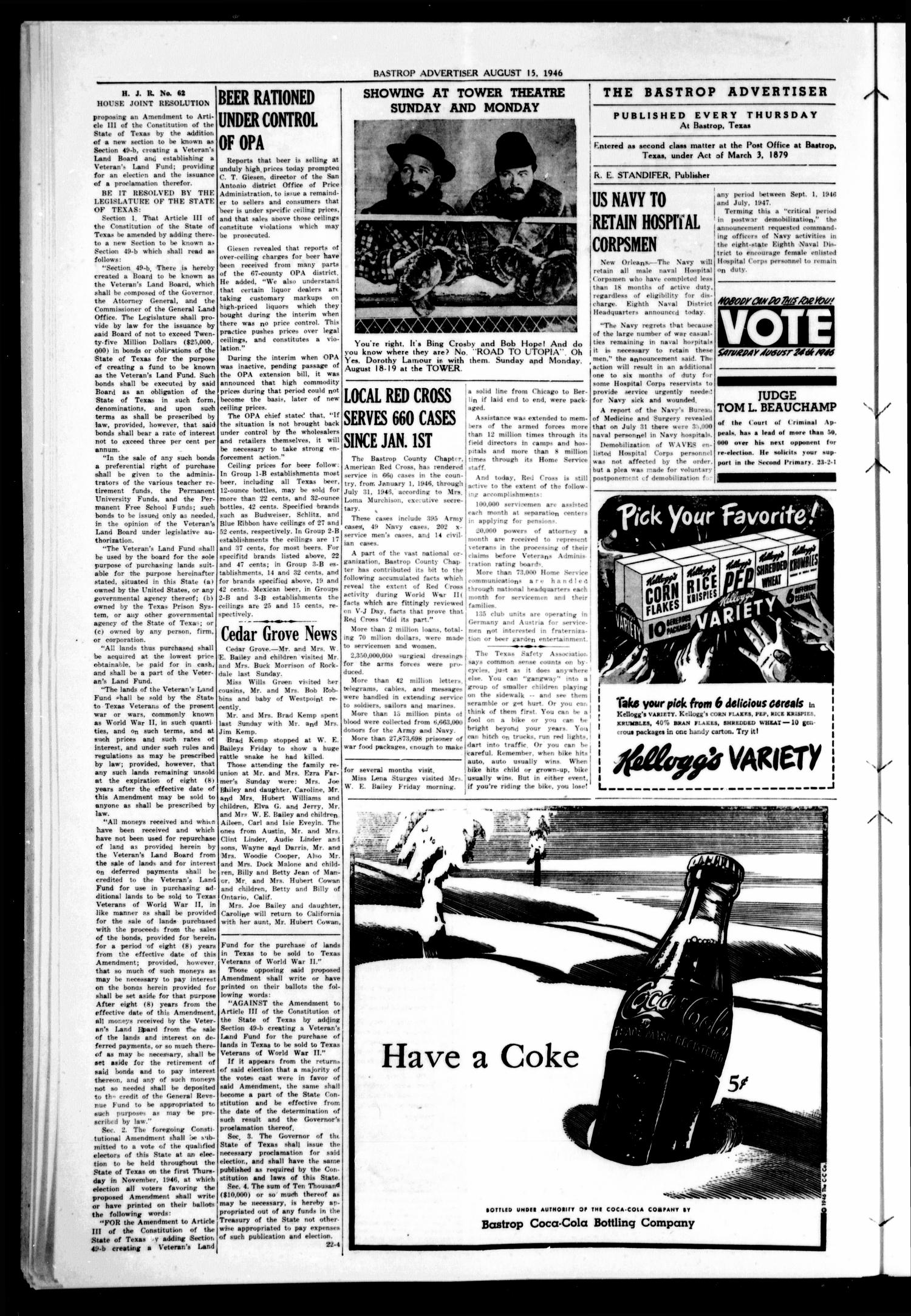 Bastrop Advertiser (Bastrop, Tex.), Vol. 93, No. 22, Ed. 1 Thursday, August 15, 1946
                                                
                                                    [Sequence #]: 2 of 8
                                                