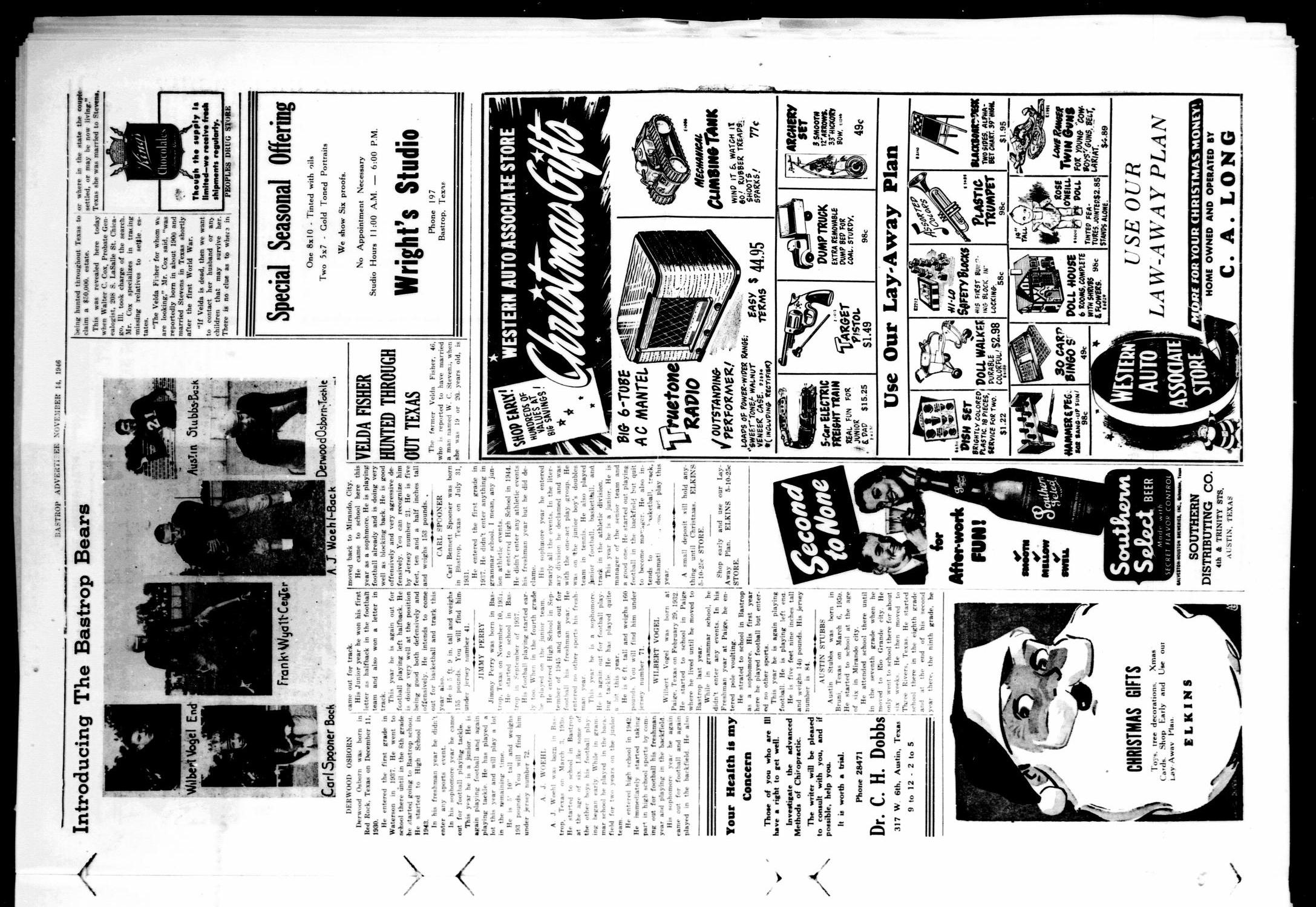 Bastrop Advertiser (Bastrop, Tex.), Vol. 93, No. 35, Ed. 1 Thursday, November 14, 1946
                                                
                                                    [Sequence #]: 5 of 8
                                                