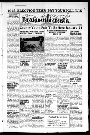 Primary view of object titled 'Bastrop Advertiser (Bastrop, Tex.), Vol. 95, No. 45, Ed. 1 Thursday, January 15, 1948'.