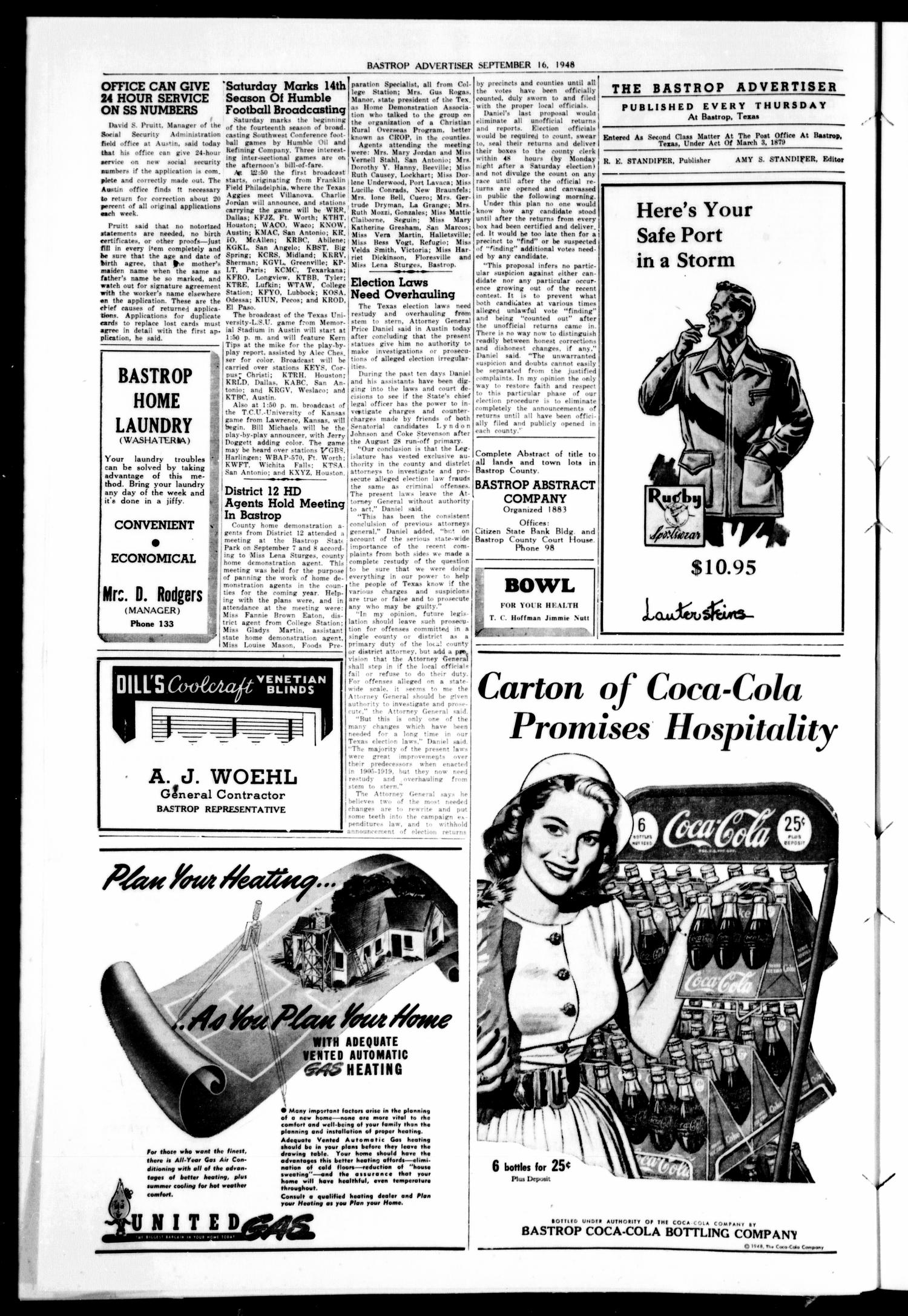 Bastrop Advertiser (Bastrop, Tex.), Vol. 96, No. 29, Ed. 1 Thursday, September 16, 1948
                                                
                                                    [Sequence #]: 2 of 8
                                                