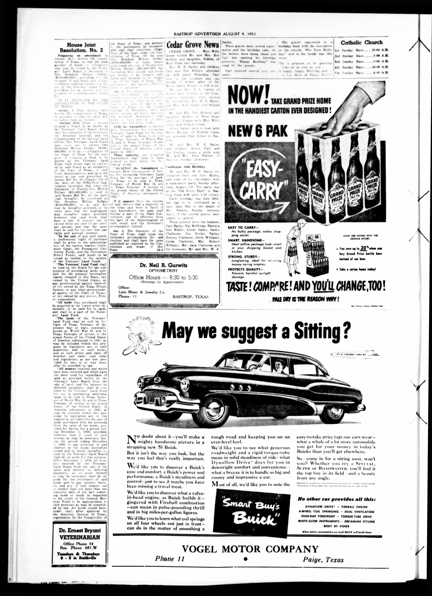 Bastrop Advertiser (Bastrop, Tex.), Vol. 99, No. 24, Ed. 1 Thursday, August 9, 1951
                                                
                                                    [Sequence #]: 2 of 32
                                                