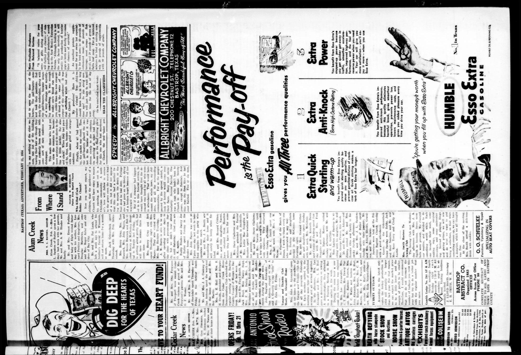 Bastrop Advertiser (Bastrop, Tex.), Vol. 101, No. 50, Ed. 1 Thursday, February 11, 1954
                                                
                                                    [Sequence #]: 3 of 8
                                                