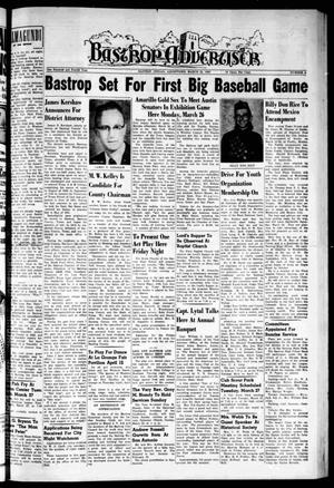Primary view of object titled 'Bastrop Advertiser (Bastrop, Tex.), Vol. 104, No. 4, Ed. 1 Thursday, March 22, 1956'.