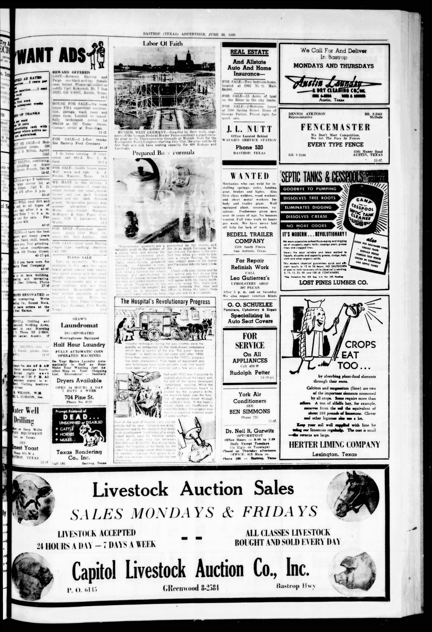 Bastrop Advertiser (Bastrop, Tex.), Vol. 108, No. 18, Ed. 1 Thursday, June 30, 1960
                                                
                                                    [Sequence #]: 3 of 8
                                                