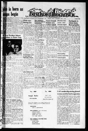 Primary view of object titled 'Bastrop Advertiser (Bastrop, Tex.), Vol. 112, No. 5, Ed. 1 Thursday, April 2, 1964'.