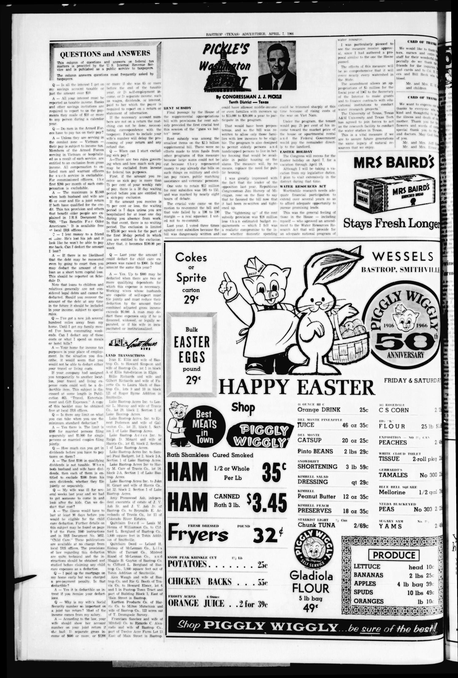 Bastrop Advertiser (Bastrop, Tex.), Vol. 114, No. 6, Ed. 1 Thursday, April 7, 1966
                                                
                                                    [Sequence #]: 2 of 8
                                                
