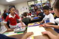 Photograph: [Students sit in groups in a thrid grade class in Crockett Elementary]