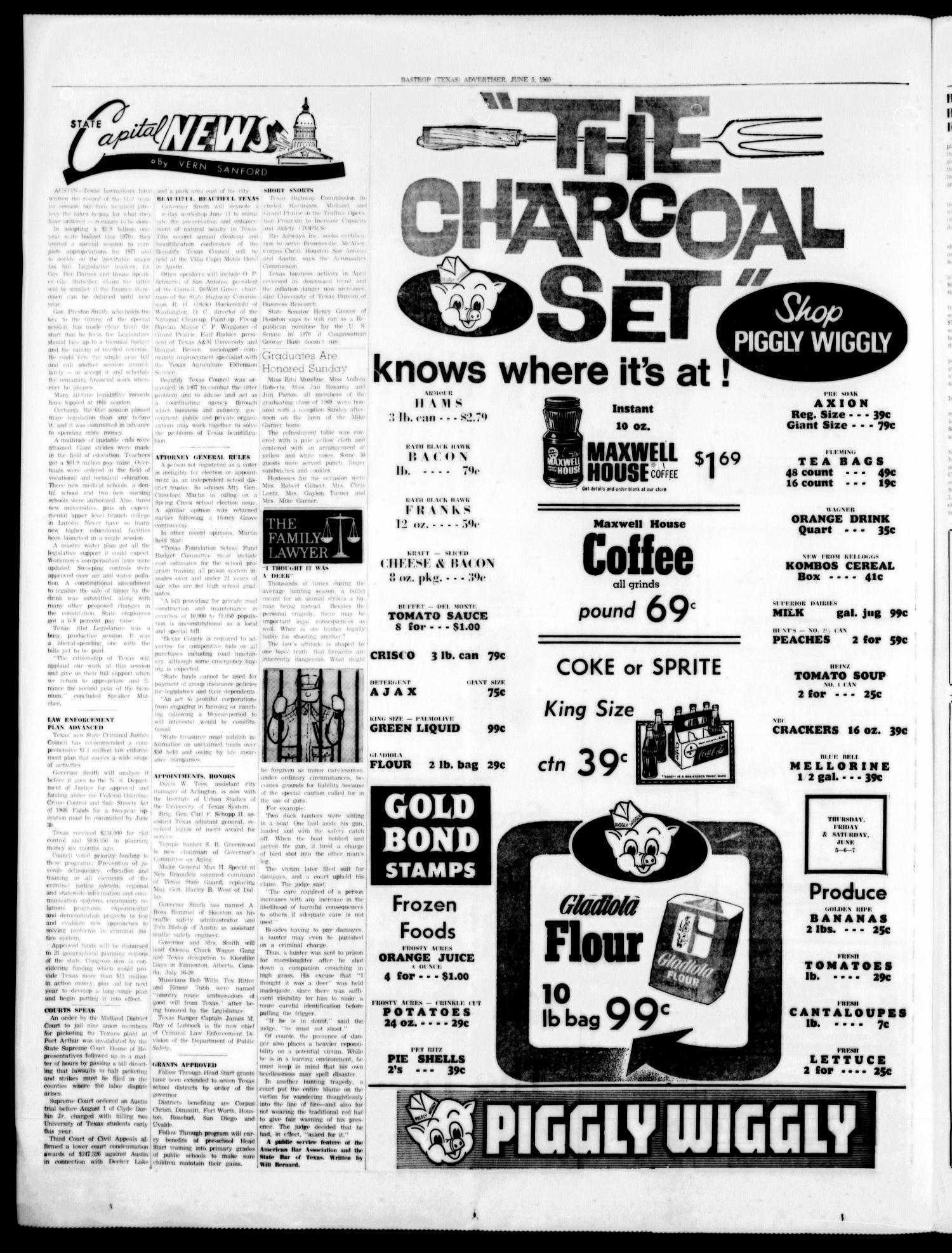 Bastrop Advertiser and Bastrop County News (Bastrop, Tex.), Vol. 116, No. 14, Ed. 1 Thursday, June 5, 1969
                                                
                                                    [Sequence #]: 4 of 8
                                                