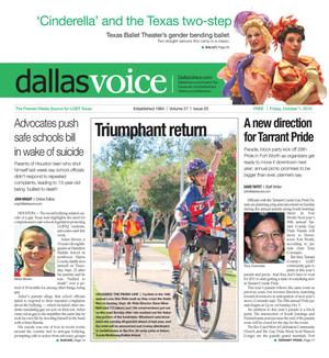 Primary view of object titled 'Dallas Voice (Dallas, Tex.), Vol. 27, No. 20, Ed. 1 Friday, October 1, 2010'.