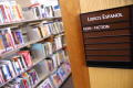 Photograph: [Shelves of Spanish-language books with identifying sign]
