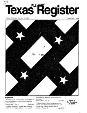 Primary view of object titled 'Texas Register, Volume 9, Number 54, Pages 3889-3794, July 20, 1984'.